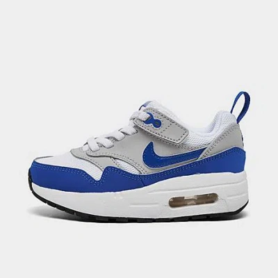 Shop Nike Little Kids' Air Max 1 Easyon Stretch Lace Casual Shoes (8c-13.5c) In White/game Royal/neutral Grey/black
