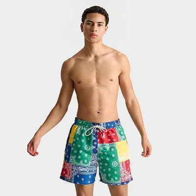 Shop Polo Ralph Lauren Men's Bandana Patchwork Traveler Swim Shorts Size Small Polyester In Multicolor