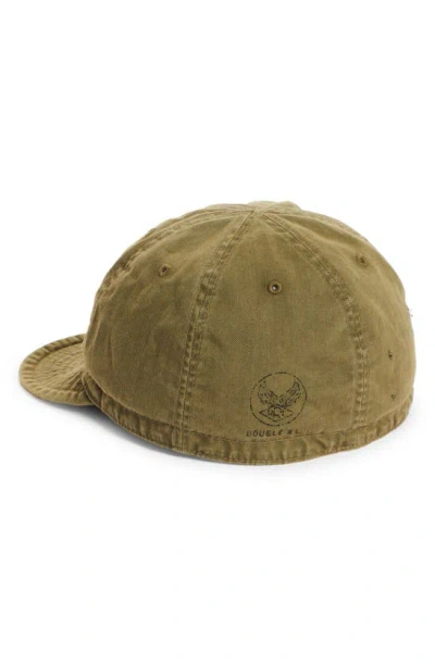Shop Double Rl Fitted Cotton Herringbone Baseball Cap In Olive Drab
