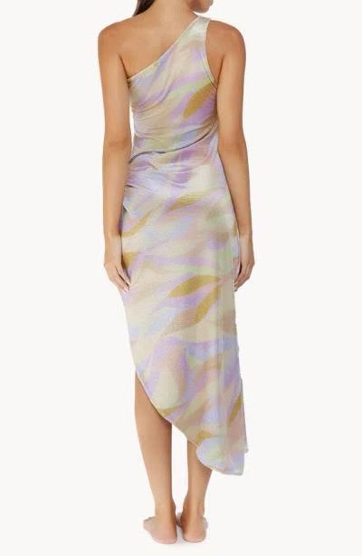 Shop Pq Swim Tinsley Metallic One-shoulder Cover-up Dress In Sorrento