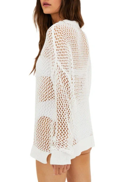 Shop Beach Riot Hilary Long Sleeve Open Knit Cover-up Sweater Tunic In White