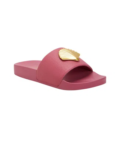 Shop Katy Perry The Pool Slide Shell Sandal In Dark Pink