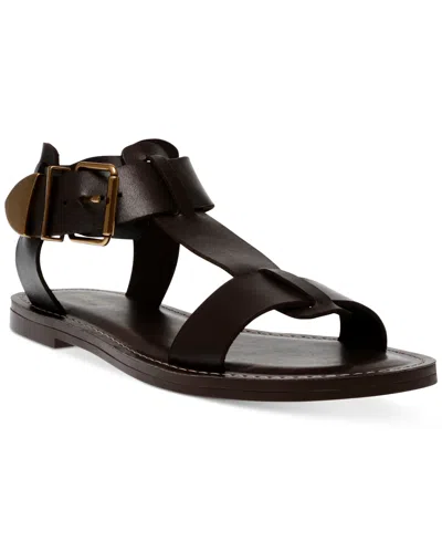 Shop Steve Madden Women's Brazinn Gladiator Flat Sandals In Dark Chocolate Brown