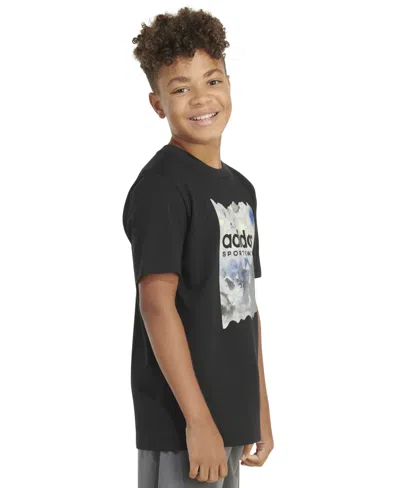 Shop Adidas Originals Big Boys Short-sleeve Cotton Wash Fill Logo Graphic T-shirt In Black