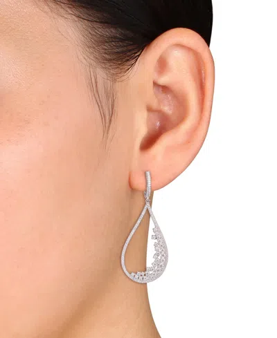 Macy's Moissanite Scatter Cluster Teardrop Drop Earrings (1-5/8 Ct. T.w.) In Sterling Silver In Moissanite