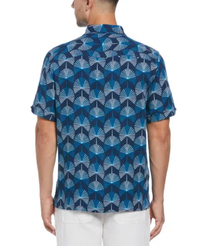 Shop Cubavera Men's Short Sleeve Geometric Botanical Print Button-front Shirt In Titan