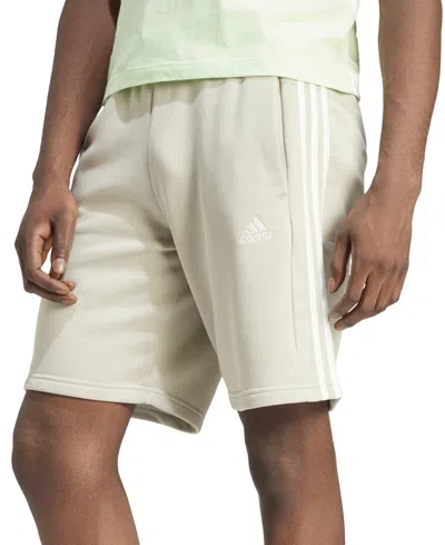 Shop Adidas Originals Men's 3-stripes 10" Fleece Shorts In Putty Grey,ivory