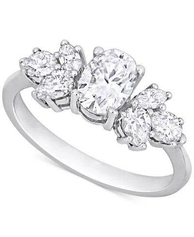 Shop Macy's Moissanite Mixed-cut Engagement Ring (2 Ct. T.w.) In 10k White Gold