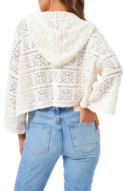 Shop L*space Diamond Eye Crochet Cover-up Hooded Sweater In Cream