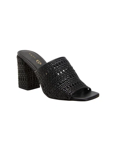 Katy Perry The Tana Slide Womens Woven Faux Leather Block Heel In Black
