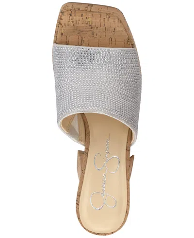 Shop Jessica Simpson Kashet Platform Block-heel Dress Sandals In Silver Rhinestone