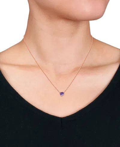 Macy's Amethyst (1/2 Ct. T.w.) & Diamond Accent Swirl 18" Pendant Necklace In Rose-plated Sterling Silver In Amethyst