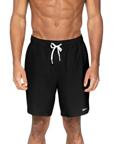 Shop Reebok Men's Core Volley Four-way Stretch Quick-dry 9" Swim Trunks In Black