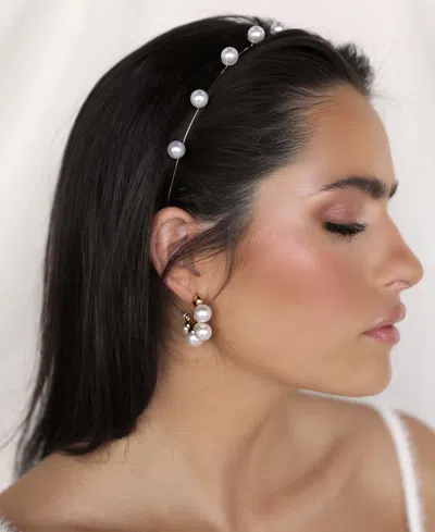 Ettika Imitation Pearl Studded Headband In Gold