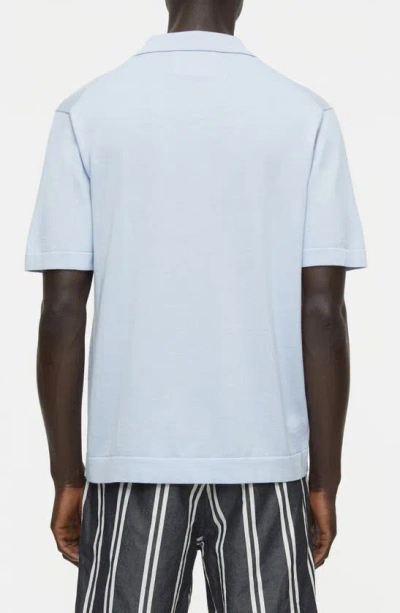 Closed Camp-collar Ribbed-knit Shirt In Horizon Blue
