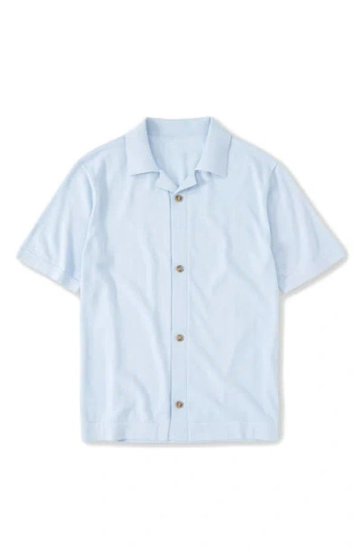 Closed Camp-collar Ribbed-knit Shirt In Horizon Blue