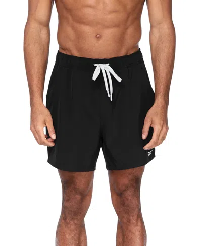 Shop Reebok Men's Core Volley Four-way Stretch Quick-dry 5-1/2" Swim Trunks In Black