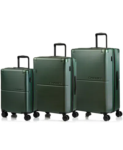 Shop Champs 3-piece Earth Hardside Luggage Set With Usb In Green