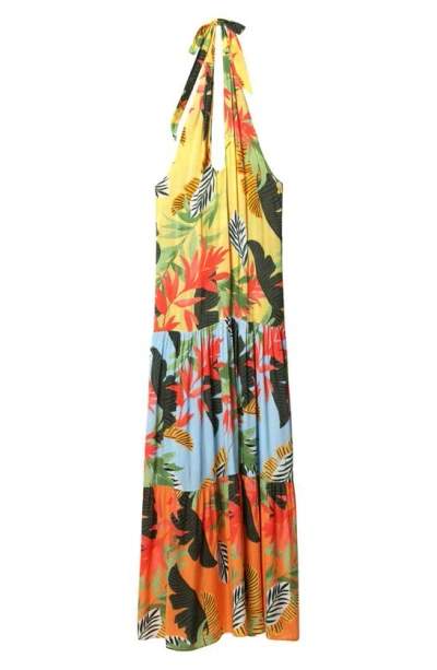 Shop Desigual Tropical Halter Cover-up Dress In Yellow