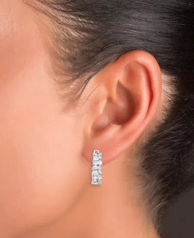 Macy's Cubic Zirconia Mixed Cut Cluster Small Hoop Earrings, 0.75" In Gold
