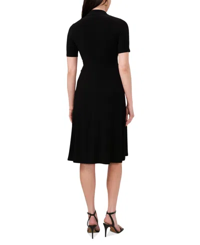 Shop Msk Petite Short-sleeve Side-tied Dress In Black