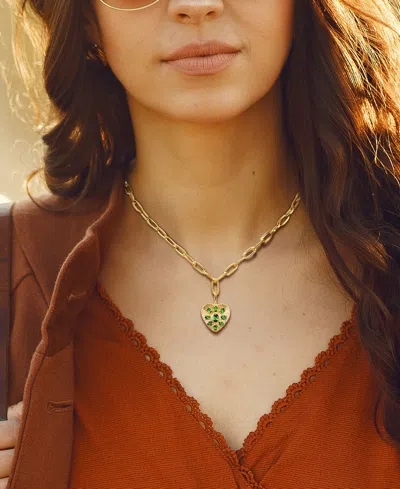 Macy's Tsavorite Cluster Sunray Heart 18" Pendant Necklace (1-3/4 Ct. T.w.) In 10k Gold In Tsavorite