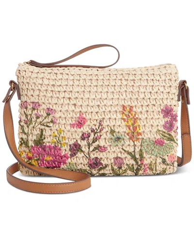 Shop Style & Co Small Straw Crossbody, Created For Macy's In Wildflower