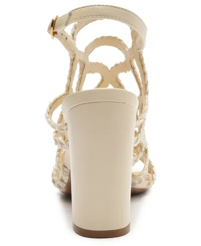 Arezzo Women's Brittany Embroidered High Block Heel Sandals In Panacota