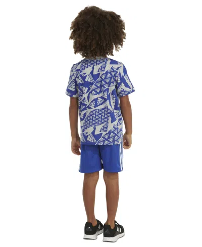 Shop Adidas Originals Toddler & Little Boys 2-pc. Logo Graphic T-shirt & 3-stripes Shorts Set In Med Grey Heather