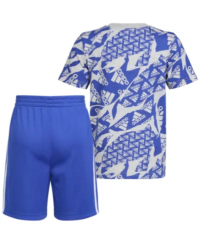 Shop Adidas Originals Toddler & Little Boys 2-pc. Logo Graphic T-shirt & 3-stripes Shorts Set In Med Grey Heather