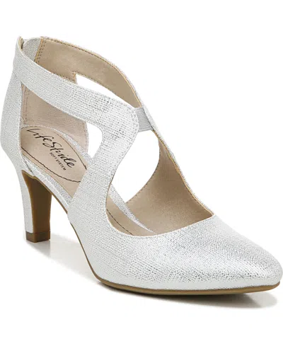 Lifestride Giovanna 2 Womens Comfort Insole Cut-out Pumps In Silver Faux Leather