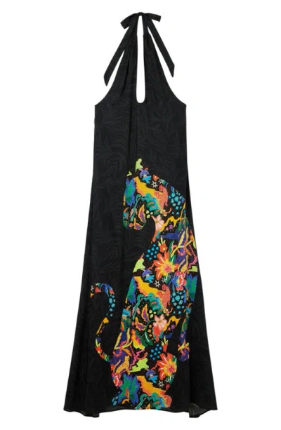 Desigual Panther Cover-up Maxi Dress In Black