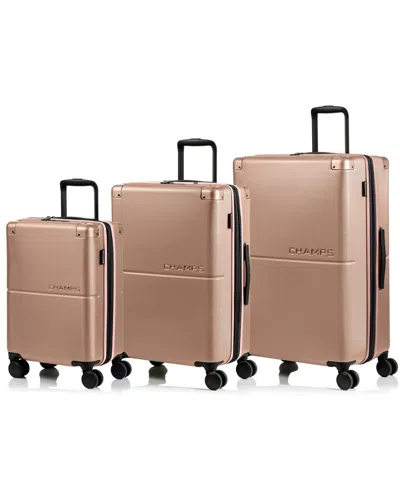 Shop Champs 3-piece Earth Hardside Luggage Set With Usb In Champagne