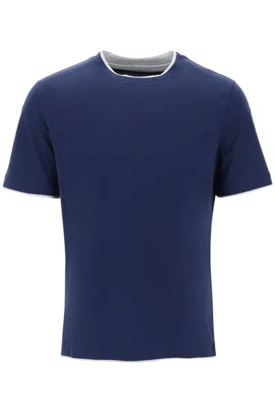 Shop Brunello Cucinelli Layered Effect T Shirt In Blue