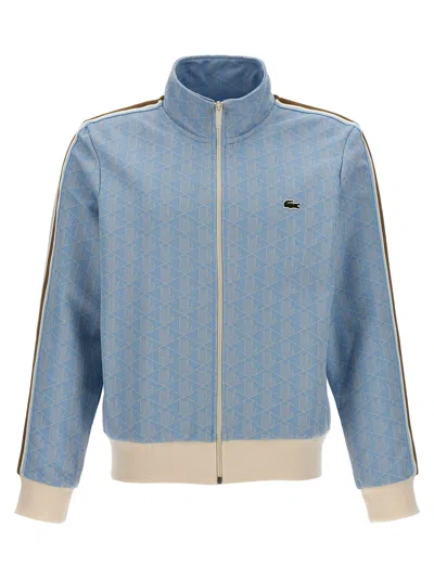 Shop Lacoste Jacquard Track Sweatshirt In Light Blue
