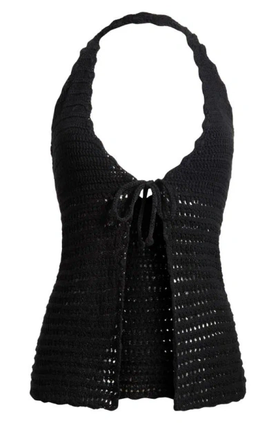 Capittana Nora Black Knit Cover-up Top In Black