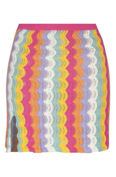 Capittana Holly Open Stitch Cover-up Miniskirt In Multicolor
