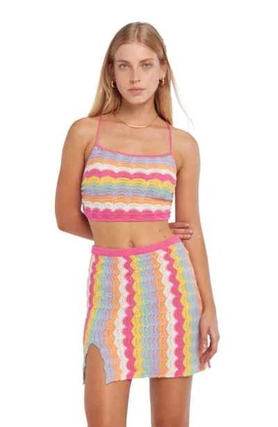 Shop Capittana Holly Open Stitch Cover-up Miniskirt In Multicolor