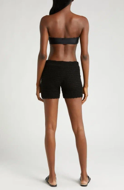 Capittana Nora Open Knit Cover-up Shorts In Black