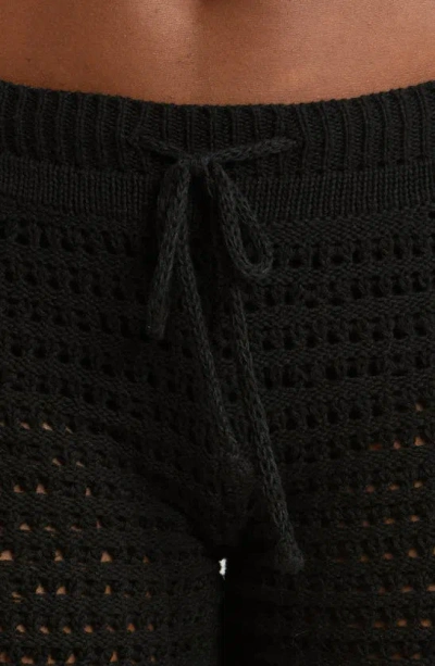 Capittana Nora Open Knit Cover-up Shorts In Black