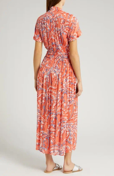 Shop Poupette St Barth Becky Floral Cover-up Dress In Orange Palmery