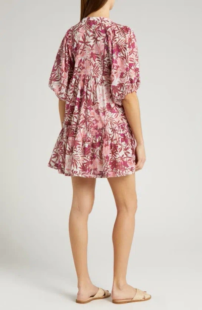 Shop Poupette St Barth Aria Floral Cover-up Minidress In Pink Orchid Ocp