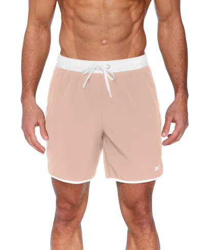 Shop Reebok Men's Quick-dry Core Volley 7" Swim Trunks In Pink
