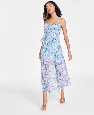Shop Bar Iii Women's Printed Sleeveless Ruffled Maxi Dress, Created For Macy's In Lana Floral A