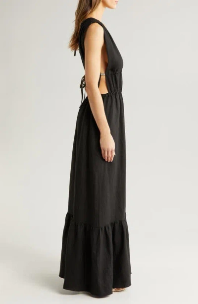 Shop Lemlem Lelisa Linen Blend Dress In Kelemi Black
