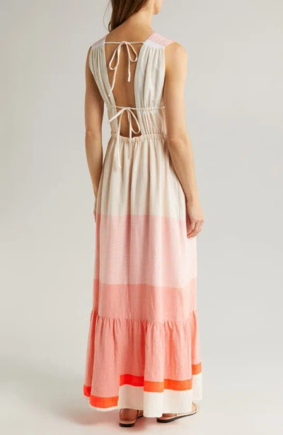 Shop Lemlem Lelisa Colorblock Cotton Blend Maxi Dress In Ayele Blush