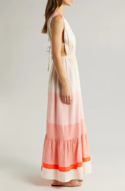 Shop Lemlem Lelisa Colorblock Cotton Blend Maxi Dress In Ayele Blush