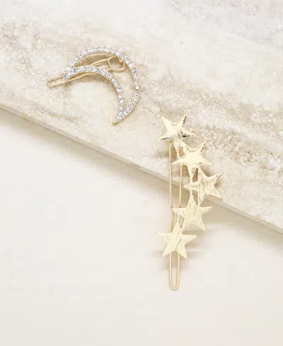 Ettika Stars And Moon Hair Barrettes In Gold-tone, Set Of 2 In Gold