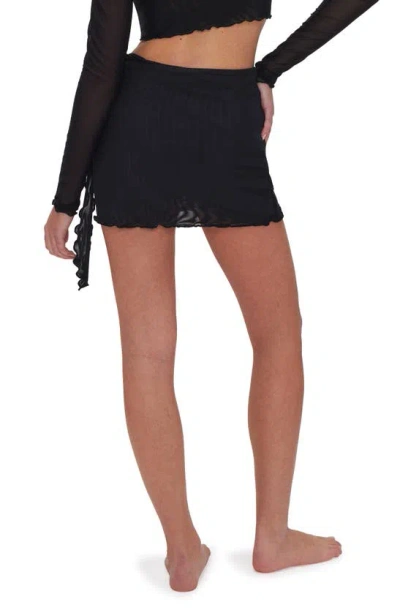 Shop Good American Side Tie Mesh Cover-up Miniskirt In Black001