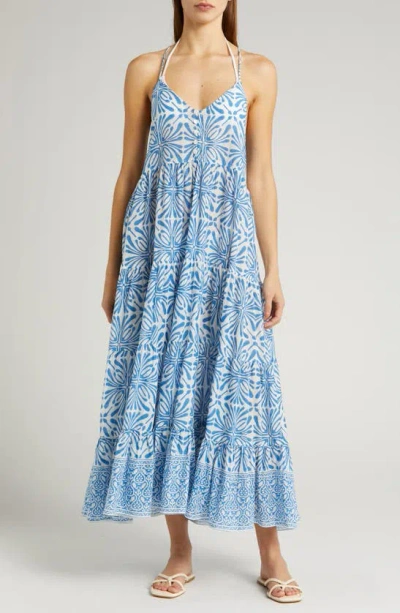 Shop Alicia Bell Hope Cotton Cover-up Maxi Dress In Blue Psychedelic